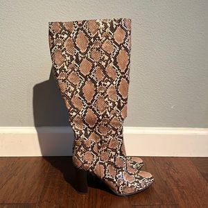 Faux snake skin heeled boots